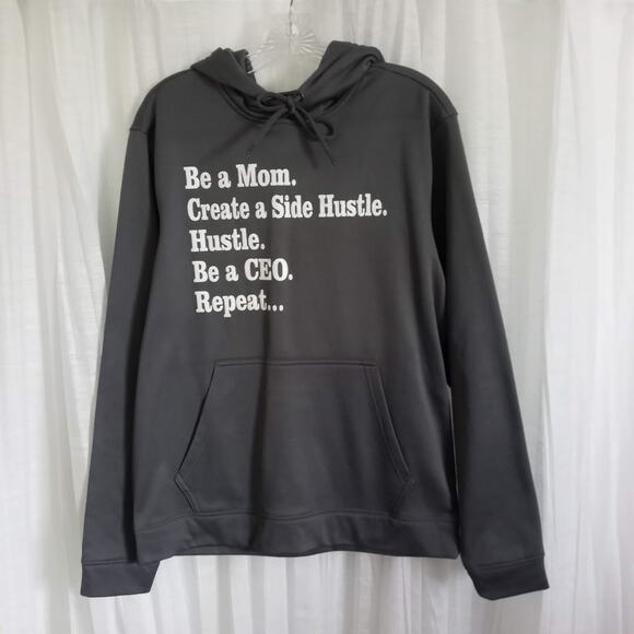 MOM BOSS Sparkle Hoodie CEO Side Hustle SZ S Sport-Tek Gray Pullover Sweatshirt - Picture 8 of 8